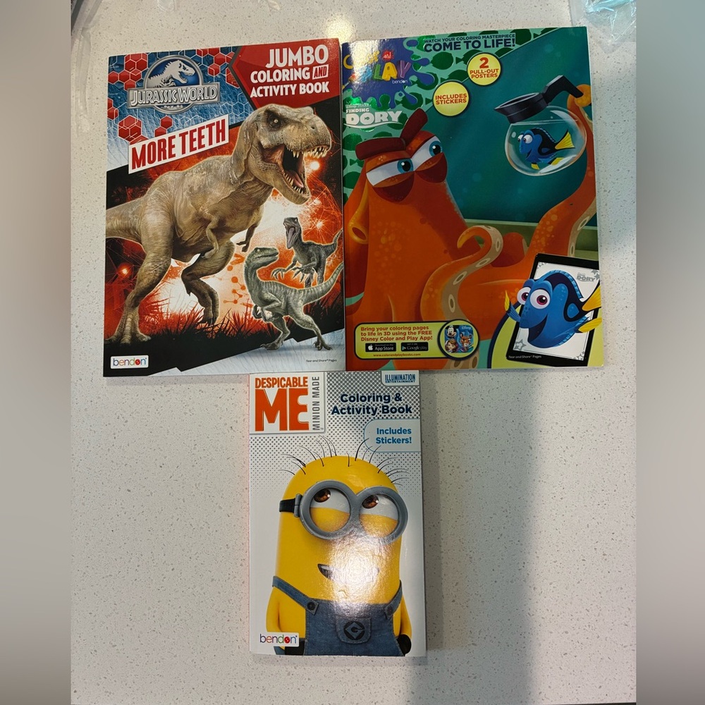 Kids Dinosaur and Minion Coloring and Activity Book Set